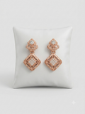 Elegant Rose Gold Geometric Drop Earrings with Diamond Accent