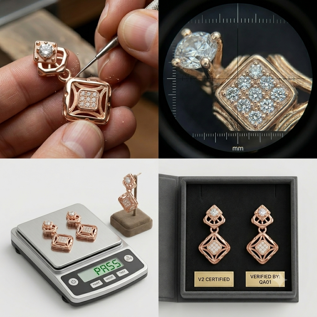Elegant Rose Gold Geometric Drop Earrings with Diamond Accent
