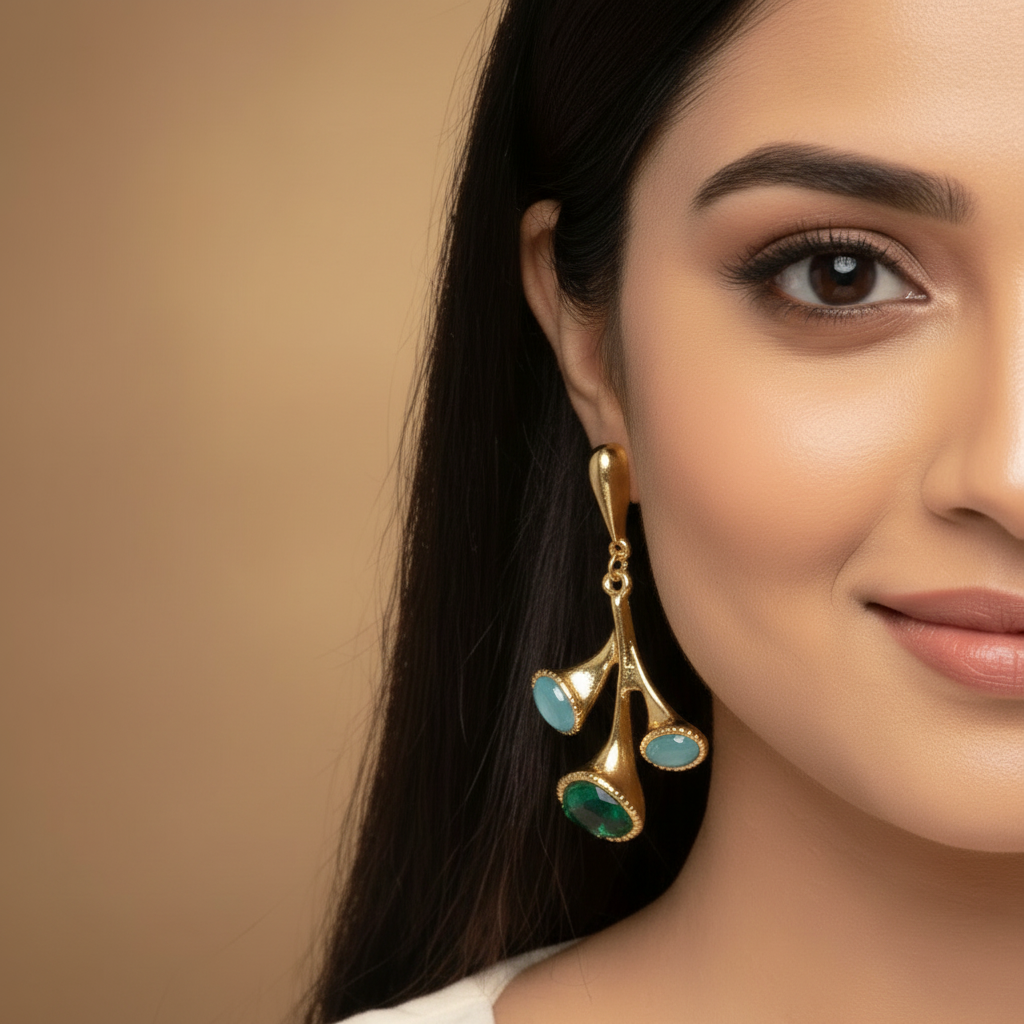 Emerald Bloom Drop Earrings
