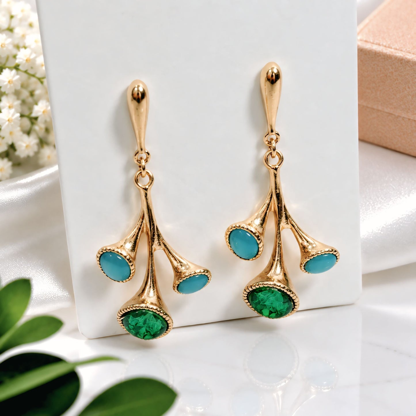 Emerald Bloom Drop Earrings