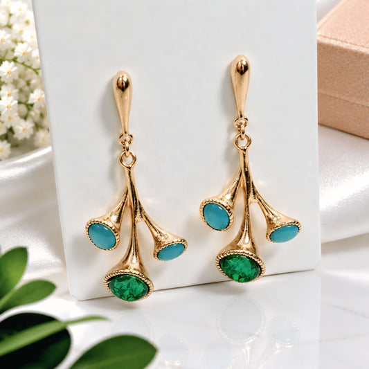 Emerald Bloom Drop Earrings