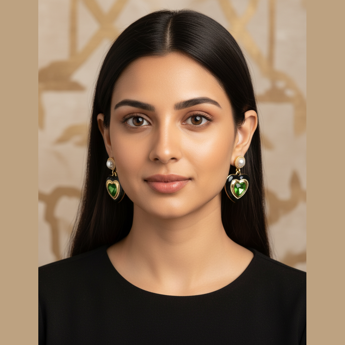 Emerald Heart Drop Earrings