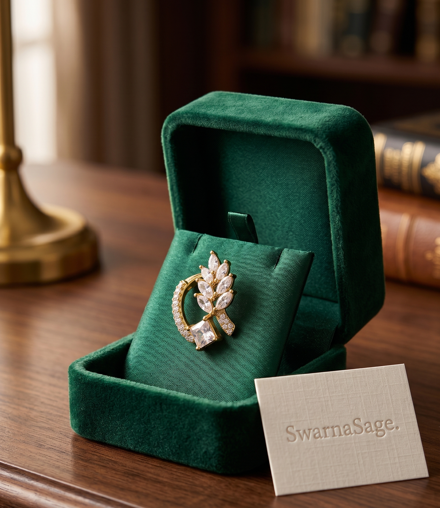 SwarnaSage Marquise and Princess Cut CZ Open-Frame Statement Stud Earring in Gold Plating