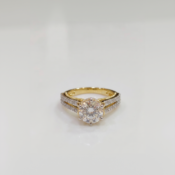 Moissanite Solitaire Ring in Yellow Gold colour
