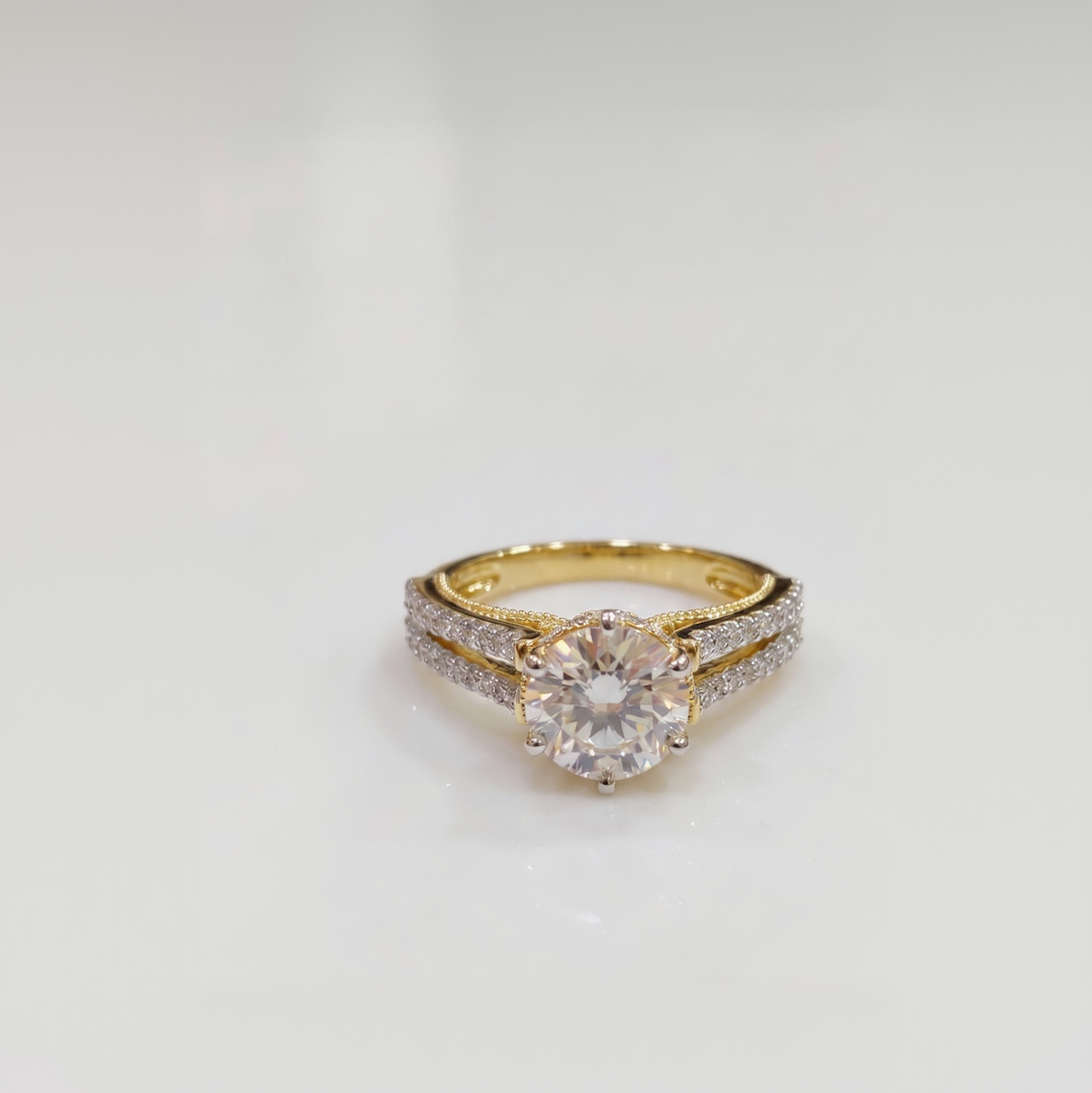 Moissanite Solitaire Ring in Yellow Gold colour