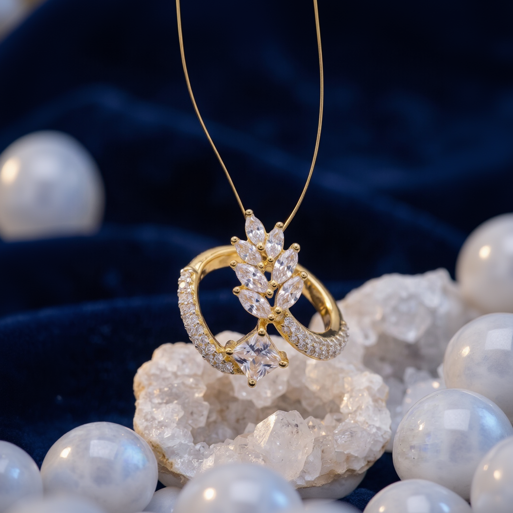 SwarnaSage Marquise and Princess Cut CZ Open-Frame Statement Stud Earring in Gold Plating