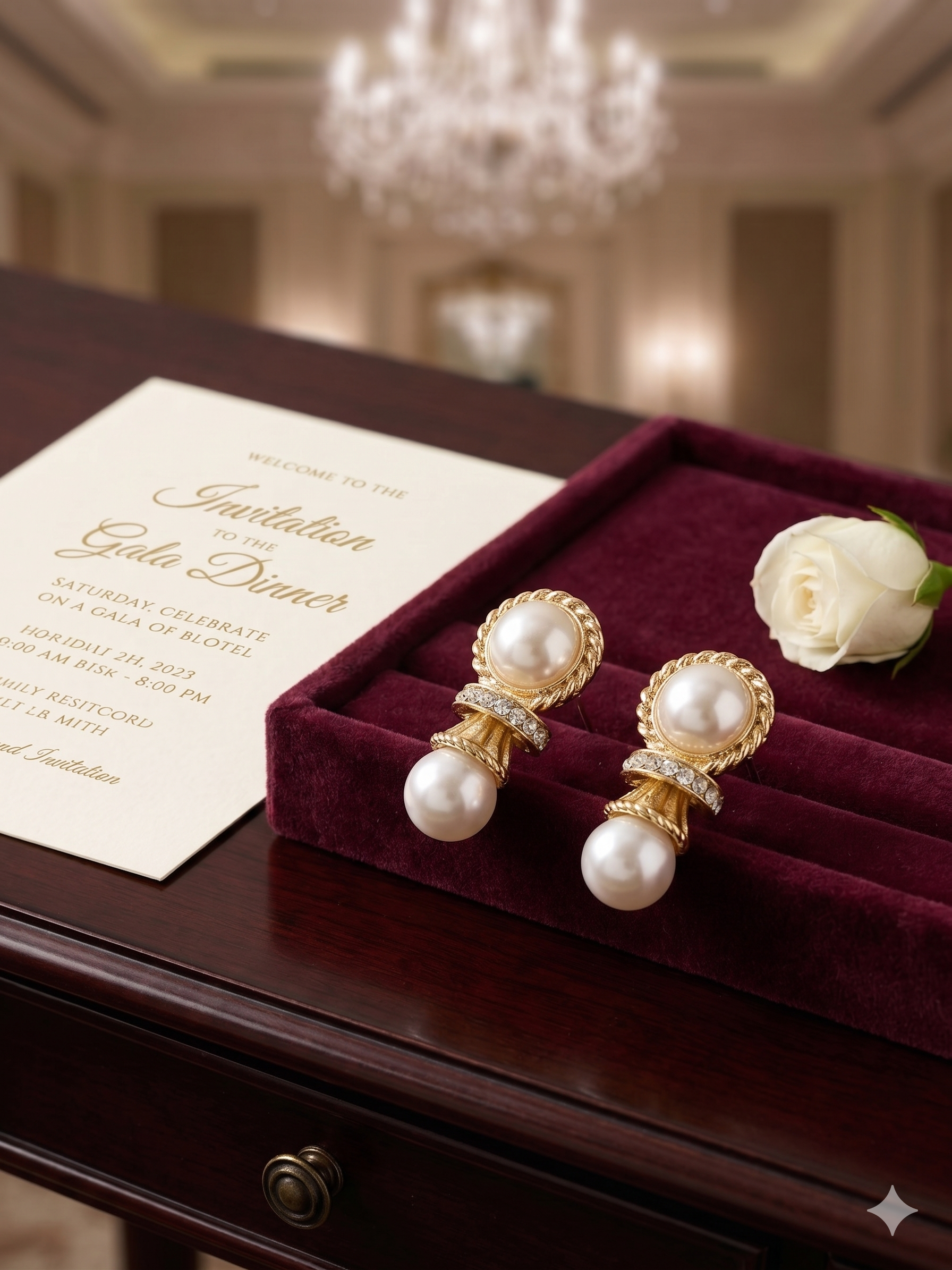 Elegant Double Pearl and Crystal Pavé Gold-Tone Statement Stud Earrings - Vintage-Inspired Luxury Drop Earrings