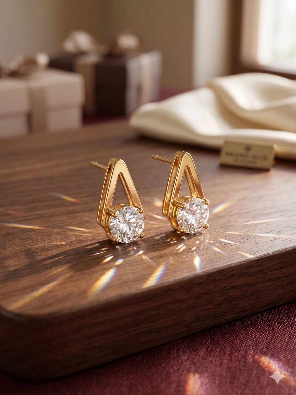 Gold-Plated Teardrop-Outline CZ Solitaire Stud Earrings | High-Brilliance Clear Stone