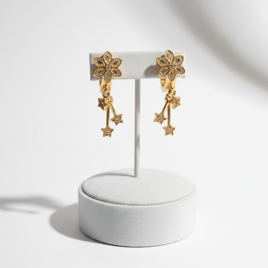 Celestial Bloom Gold-Plated Floral Drop Earrings