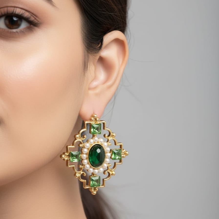 Emerald Court Stud Earrings