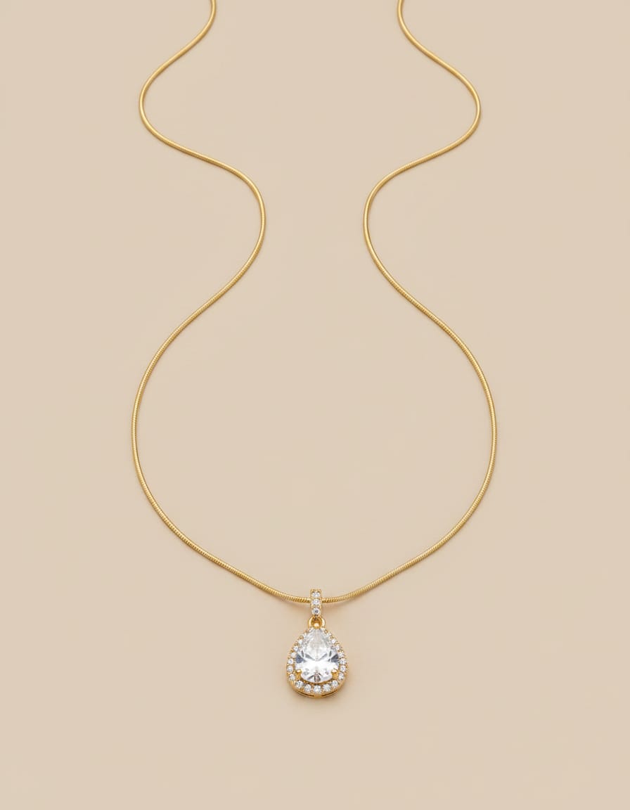 Crystal Halo Teardrop Necklace