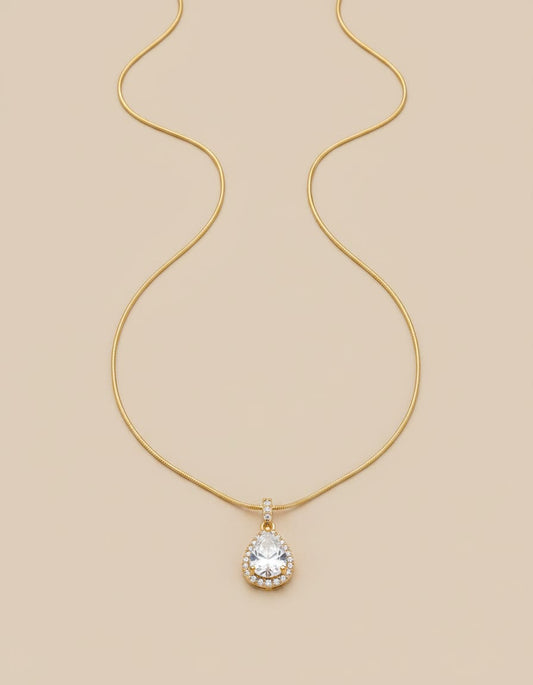 Crystal Halo Teardrop Necklace