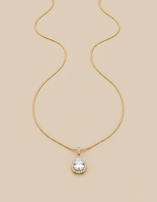 Crystal Halo Teardrop Necklace