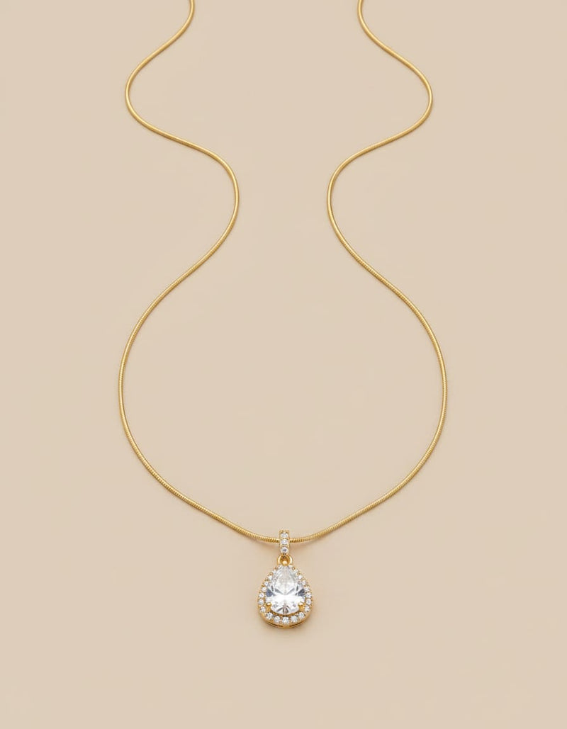 Crystal Halo Teardrop Necklace